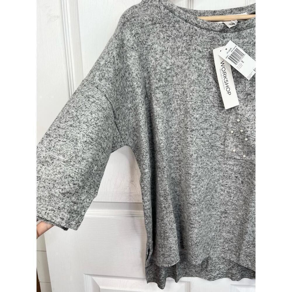 WORKSHOP Republic Size S Heather Grey Pearl Soft Knit Top Athleisure Casual - Picture 4 of 15